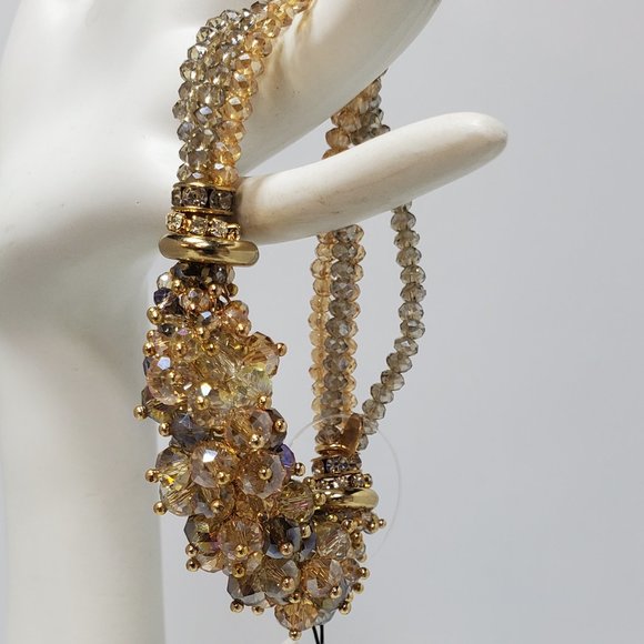 Ali khan stretch champagne/clear stones bracelet - Picture 3 of 8
